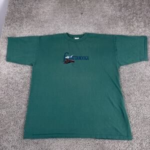 Chattanooga Shirt Mens XXL 2XL VINTAGE Steam Engine Train Embroidered Green 90s